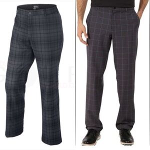 Mens Nike Pants Golf Tour Performance Pants Grey Black Plaid Print Dry- Fit 36